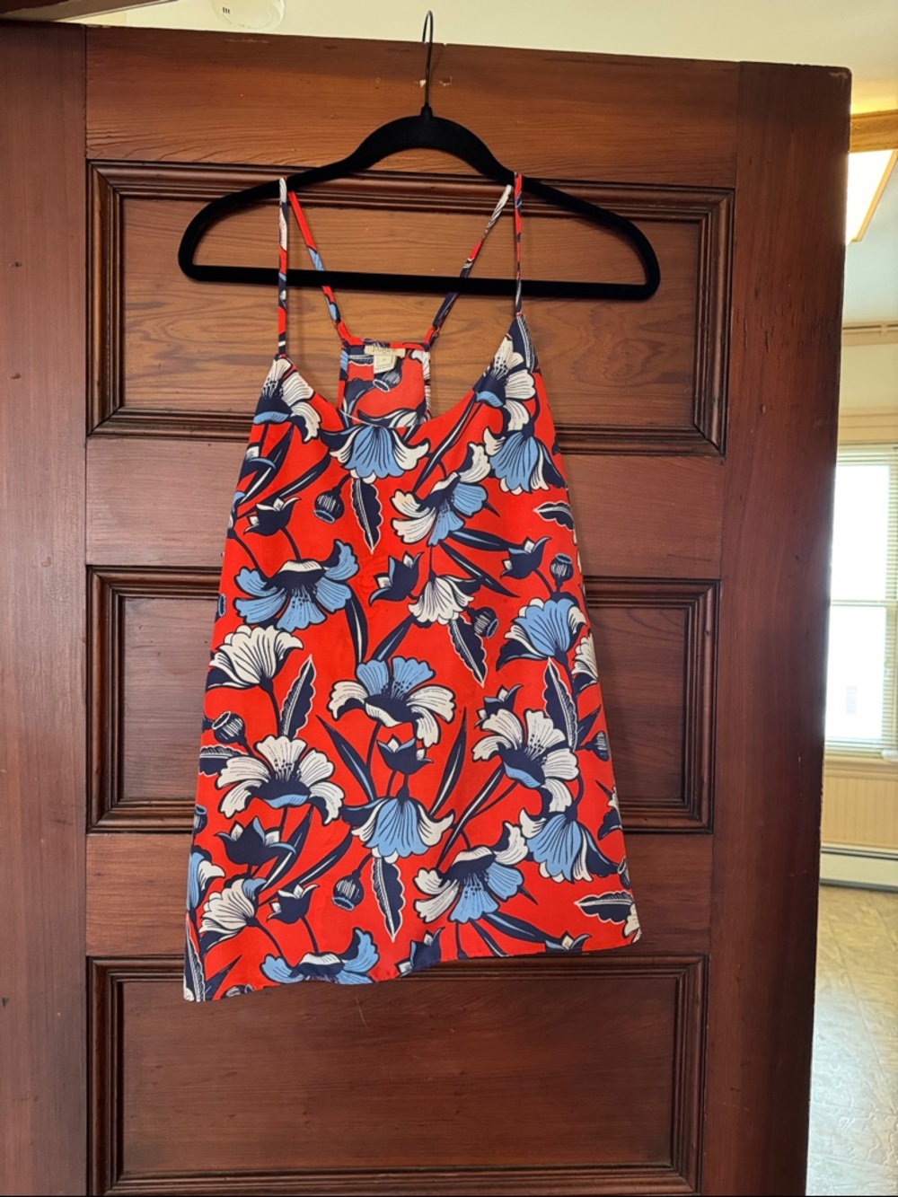 J. Crew Red Floral Strappy Summer Top